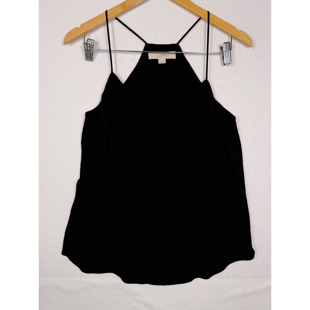 LOFT Camisole Women S Black High Halter Neck T-Strap Back Sleeveless Top